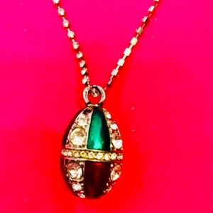 Vintage 1979 gold tone Faberge egg necklace